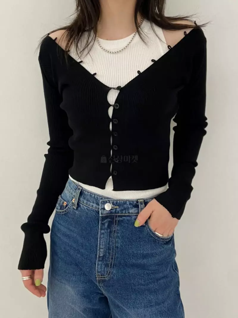 Artisover - Korean Women Fashion - #momslook - Crop Cardigan with Inner - 3