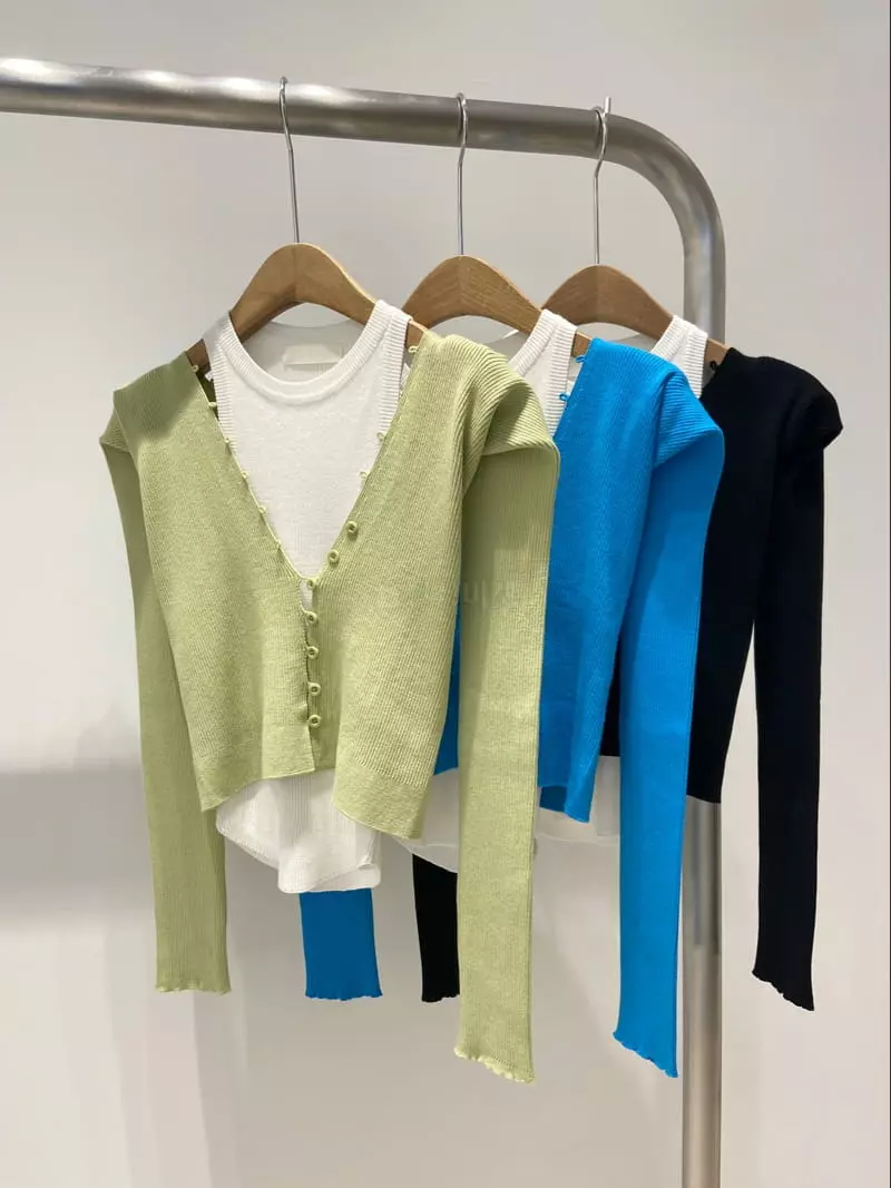 Artisover - Korean Women Fashion - #momslook - Crop Cardigan with Inner - 4