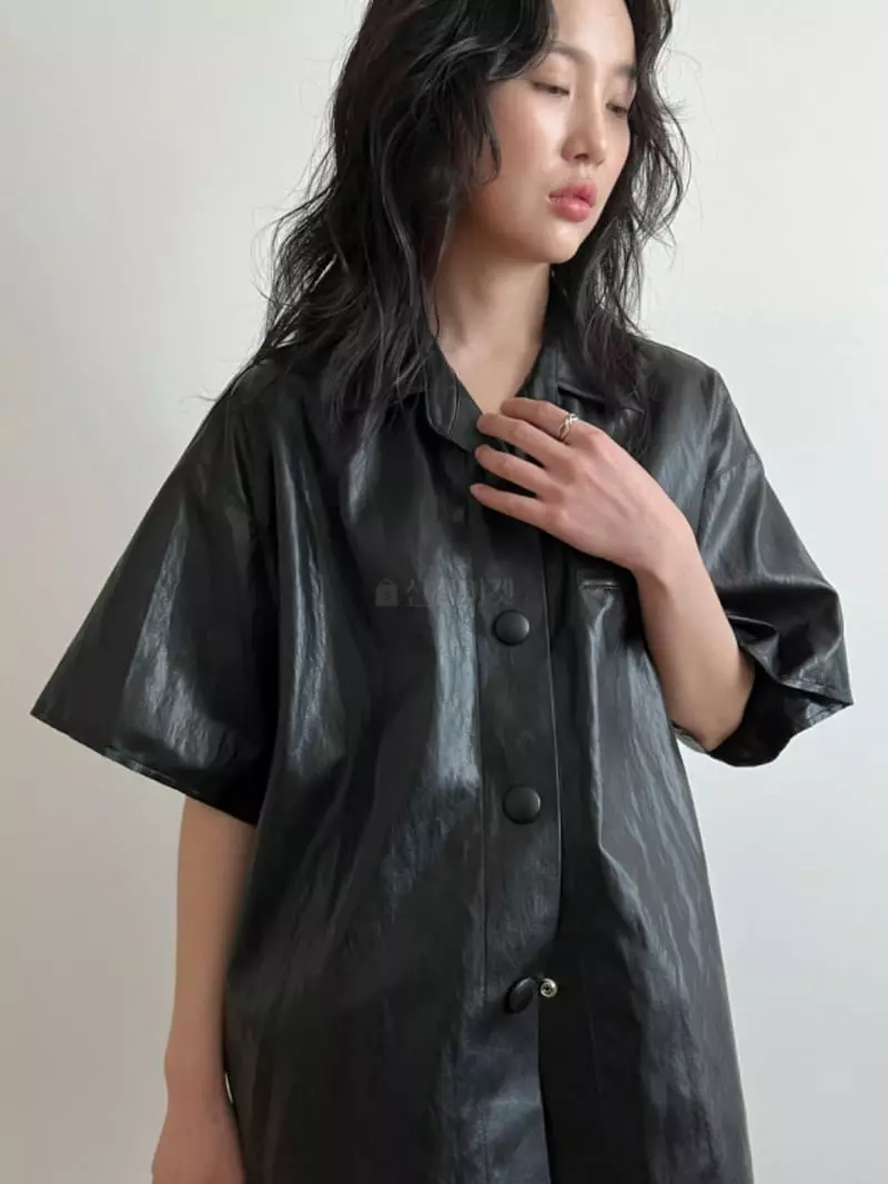 Artisover - Korean Women Fashion - #womensfashion - Button Leather Shirt - 3