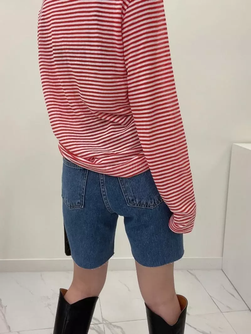 Auver_Fit - Korean Women Fashion - #momslook - Stripes Piping Tee - 4