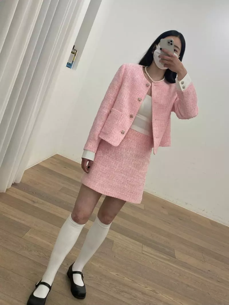Ave29 - Korean Women Fashion - #momslook - Twid Cows Jacket - 2