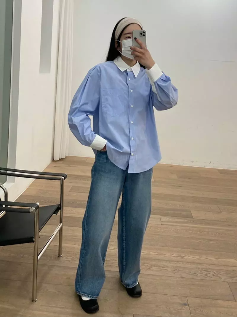 Ave29 - Korean Women Fashion - #momslook - Puff Color Shirt - 2