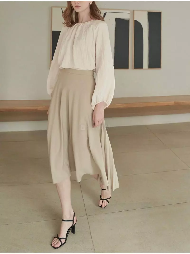 Ave29 - Korean Women Fashion - #momslook - Unbalance Wrinkle Skirt - 3