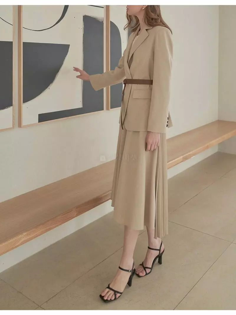 Ave29 - Korean Women Fashion - #momslook - Belted Single Jacket - 2
