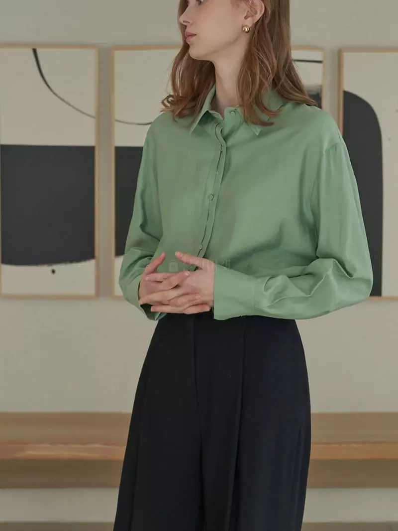 Ave29 - Korean Women Fashion - #momslook - Double Pla Cat Blouse