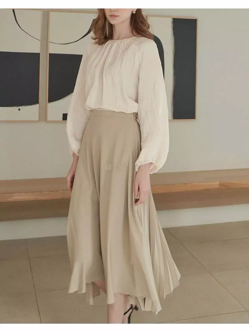 Ave29 - Korean Women Fashion - #momslook - Unbalance Wrinkle Skirt - 4