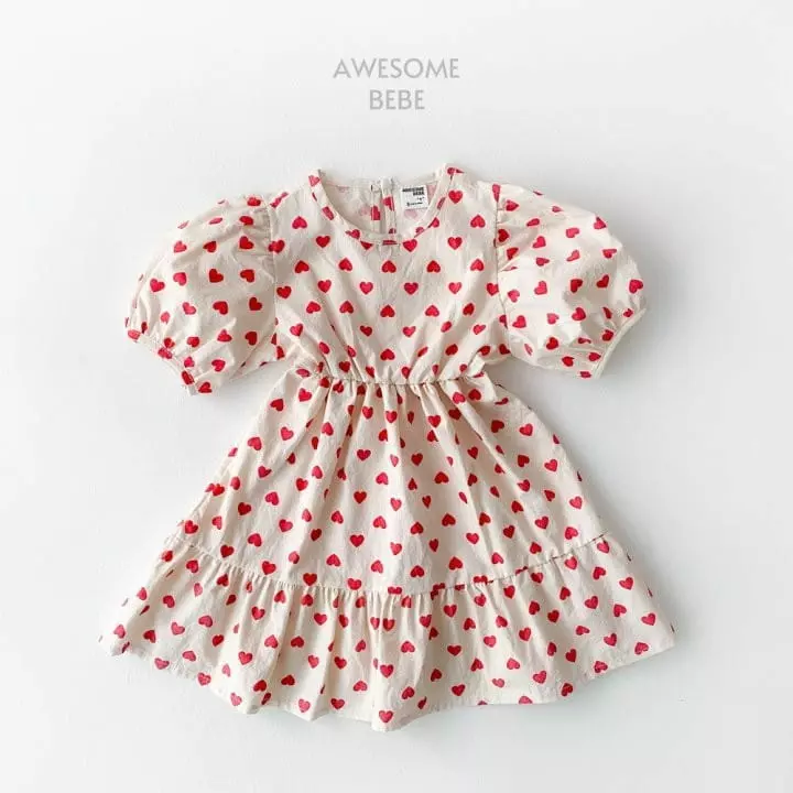 Awesome Bebe - Korean Children Fashion - #kidsshorts - Heart One-piece - 2