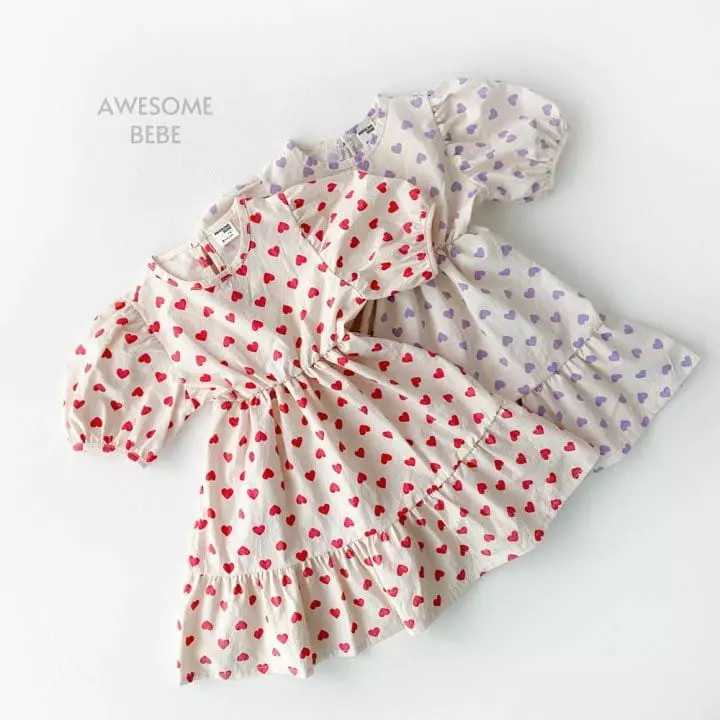 Awesome Bebe - Korean Children Fashion - #littlefashionista - Heart One-piece - 6