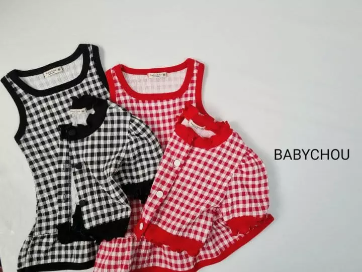 Babychou - Korean Children Fashion - #Kfashion4kids - Check Top Bottom Set