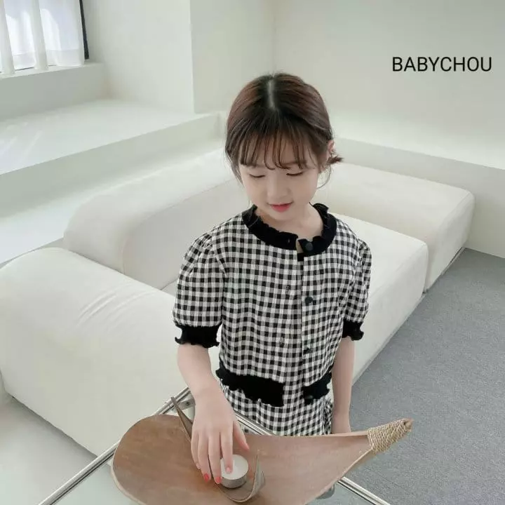 Babychou - Korean Children Fashion - #stylishchildhood - Check Top Bottom Set - 8