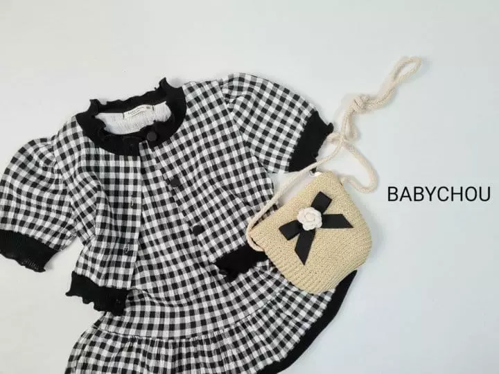 Babychou - Korean Children Fashion - #todddlerfashion - Check Top Bottom Set - 6