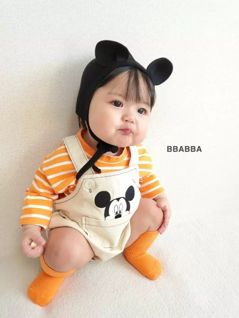 Bbabba - Korean Baby Fashion - #babyboutique - Mickey Embroidery Dungarees
