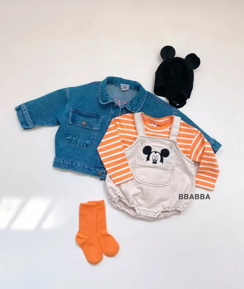 Bbabba - Korean Baby Fashion - #babyclothing - Mickey Embroidery Dungarees - 3
