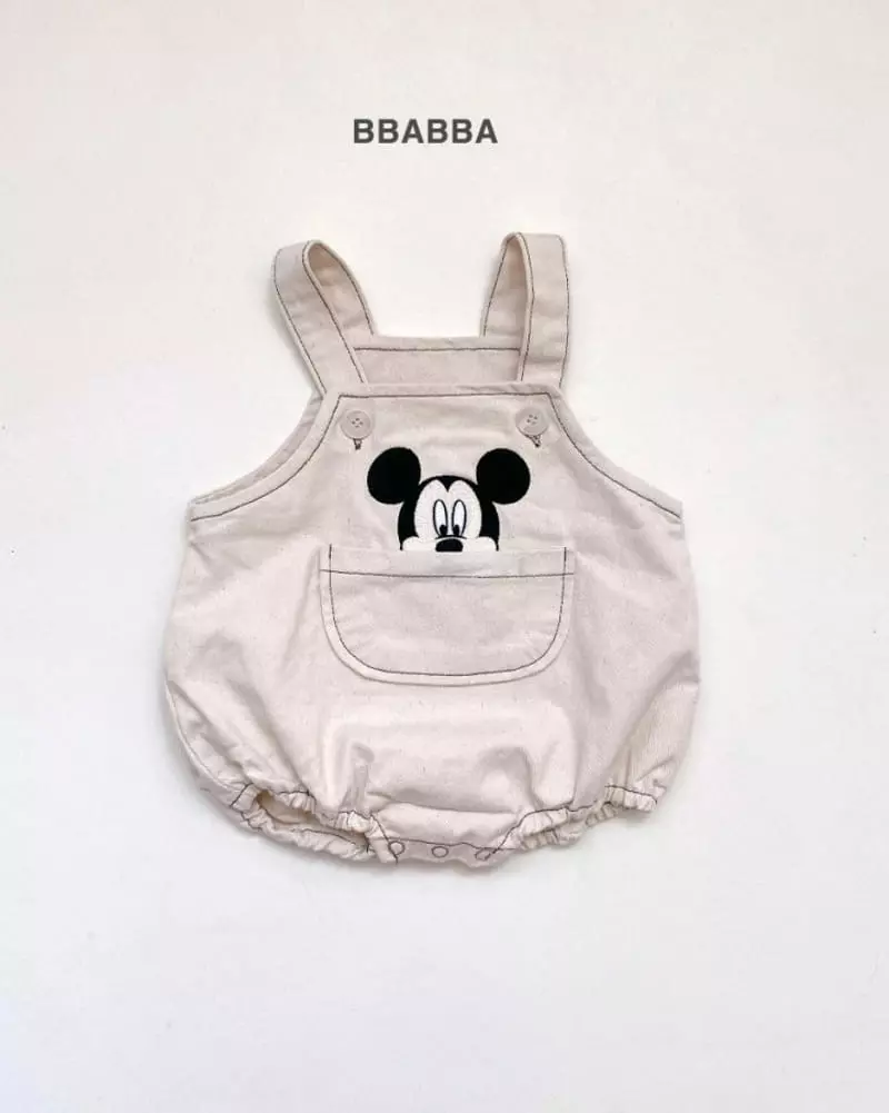 Bbabba - Korean Baby Fashion - #babygirlfashion - Mickey Embroidery Dungarees - 6