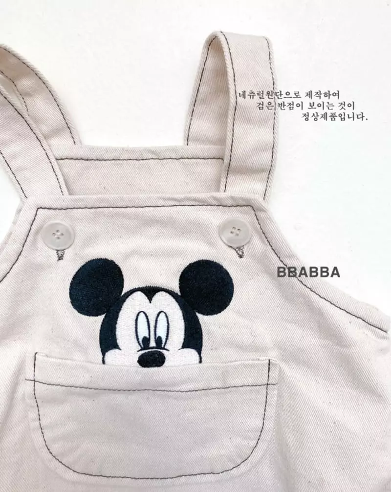 Bbabba - Korean Baby Fashion - #babylifestyle - Mickey Embroidery Dungarees - 7