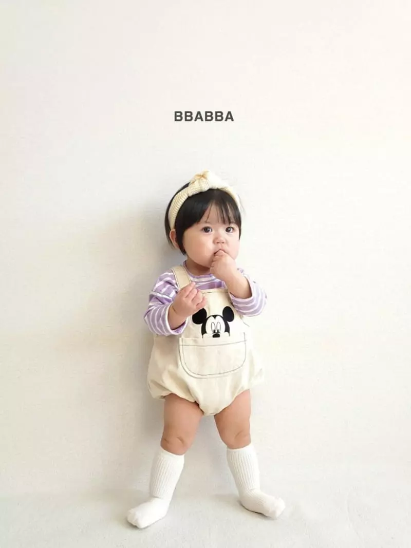 Bbabba - Korean Baby Fashion - #babyoutfit - Mickey Embroidery Dungarees - 10