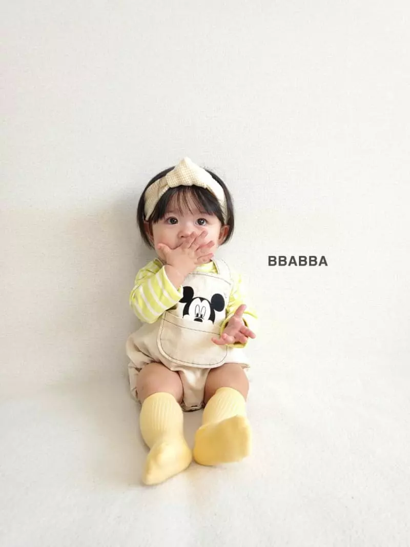Bbabba - Korean Baby Fashion - #babyoutfit - Mickey Embroidery Dungarees - 11