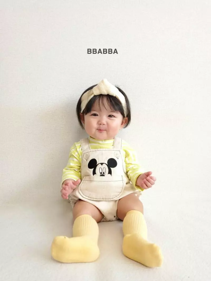 Bbabba - Korean Baby Fashion - #babywear - Mickey Embroidery Dungarees - 12