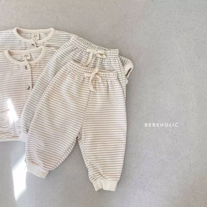 Bebe Holic - Korean Baby Fashion - #babyfever - Stripes Cardigan Bottom Set - 10