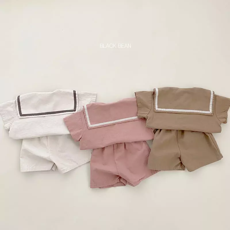 Black Bean - Korean Children Fashion - #discoveringself - Natural Top Bottom Set