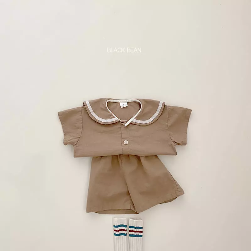 Black Bean - Korean Children Fashion - #kidsshorts - Natural Top Bottom Set - 3