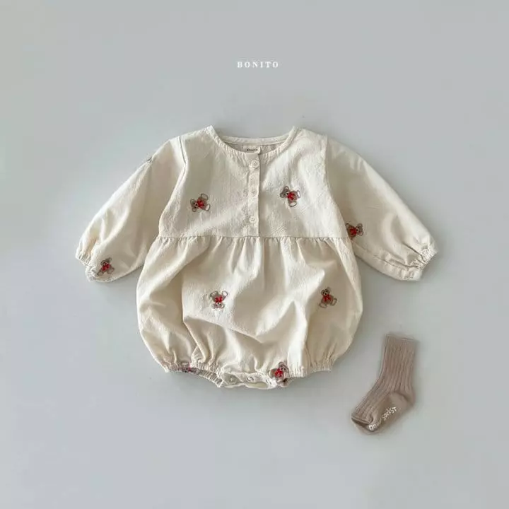 Bonito - Korean Baby Fashion - #babyboutique - Ribbon Bear Bodysuit - 3