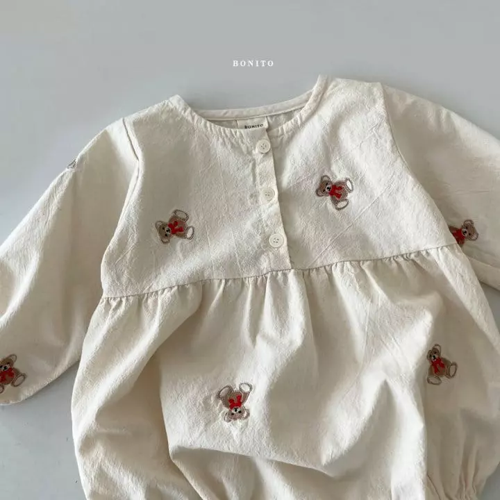 Bonito - Korean Baby Fashion - #babyclothing - Ribbon Bear Bodysuit - 6