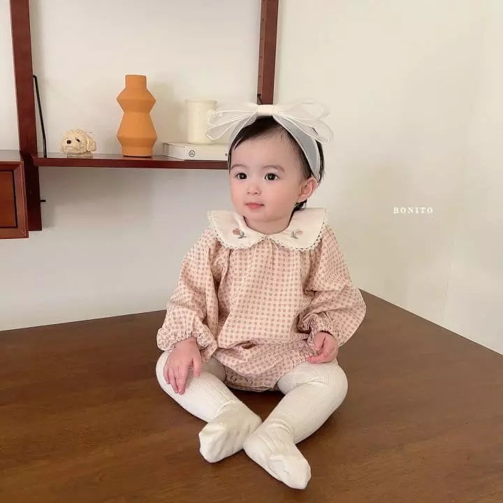 Bonito - Korean Baby Fashion - #babyfashion - Heart Tulip Embroidery Bodysuit - 7