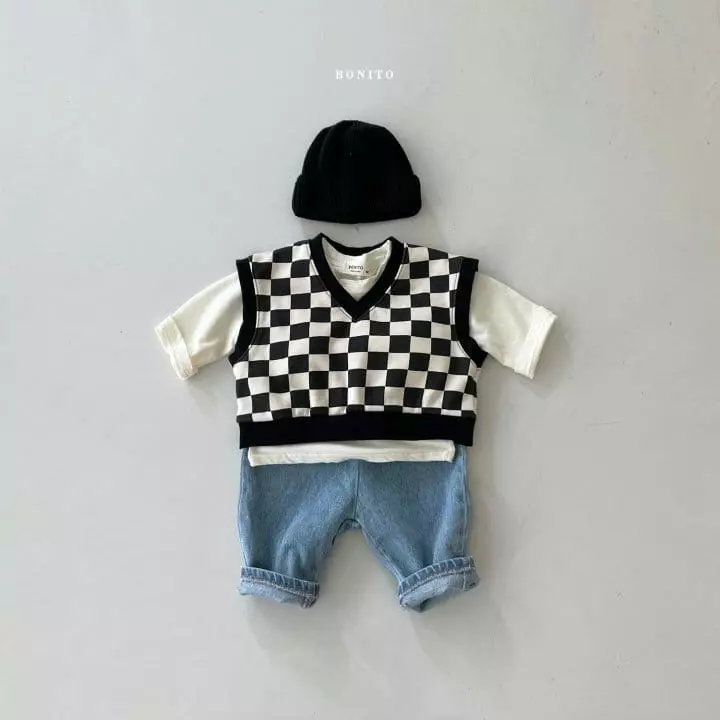 Bonito - Korean Baby Fashion - #babyfashion - Baby Checker Borad Vest - 5