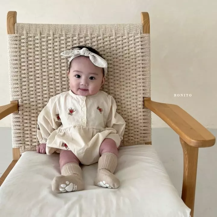 Bonito - Korean Baby Fashion - #babyfever - Ribbon Bear Bodysuit - 8