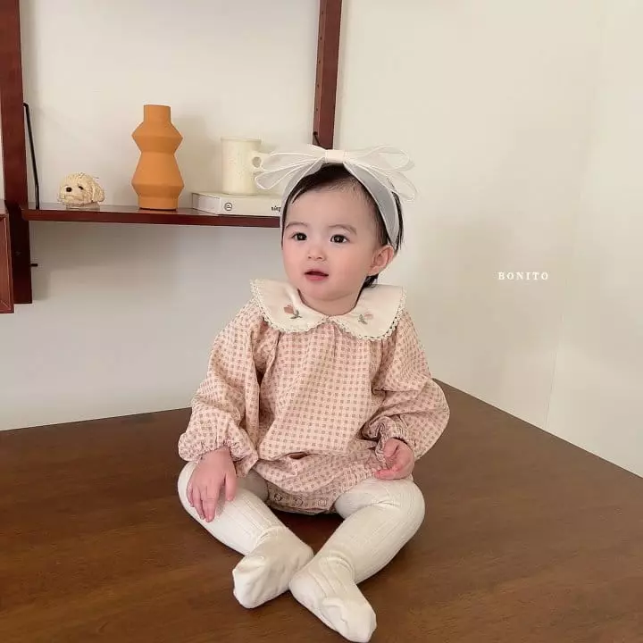 Bonito - Korean Baby Fashion - #babyfever - Heart Tulip Embroidery Bodysuit - 8