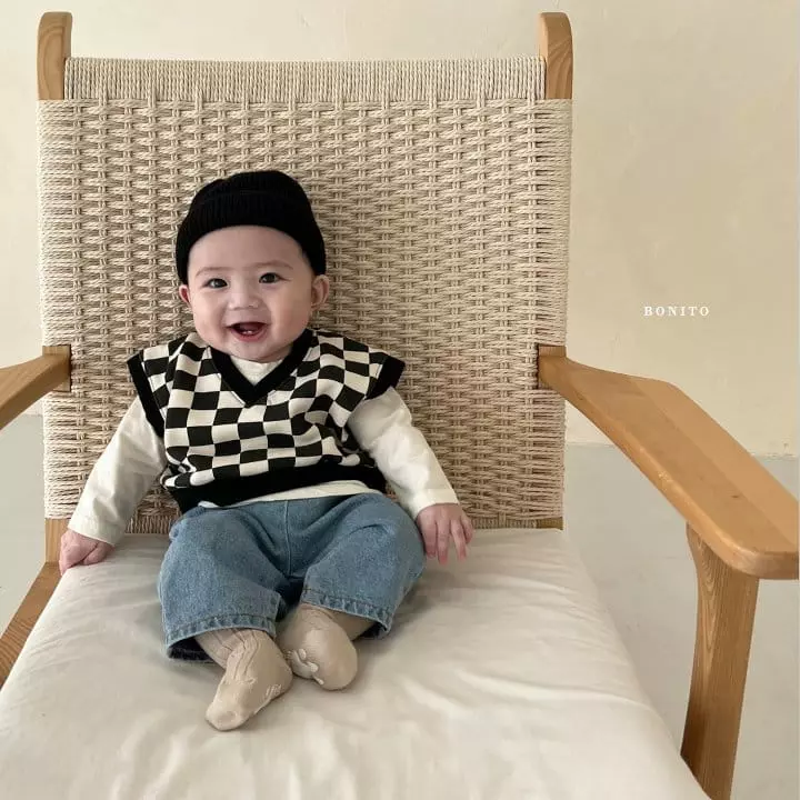 Bonito - Korean Baby Fashion - #babyfever - Baby Checker Borad Vest - 6
