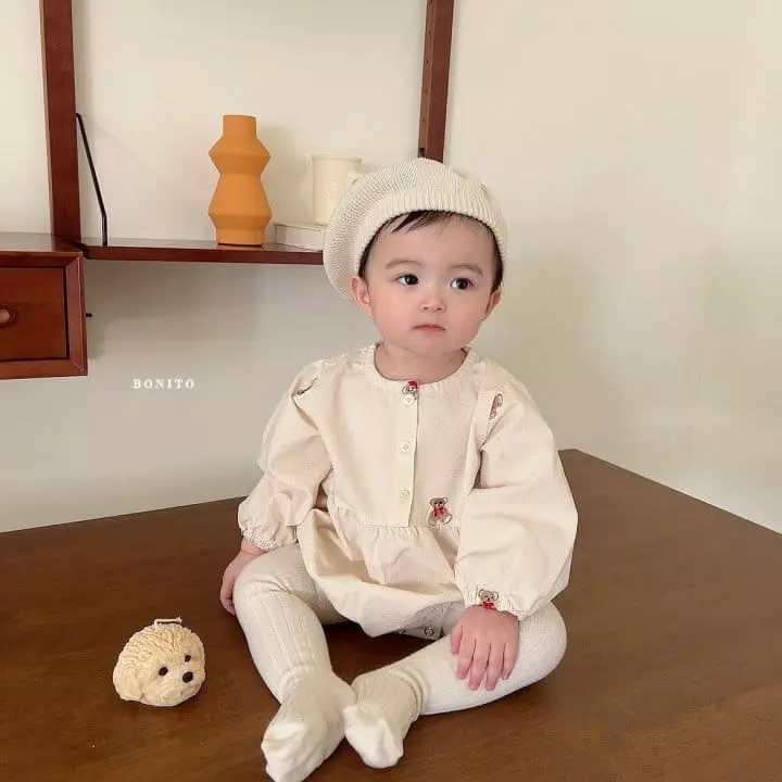 Bonito - Korean Baby Fashion - #babylifestyle - Ribbon Bear Bodysuit - 10