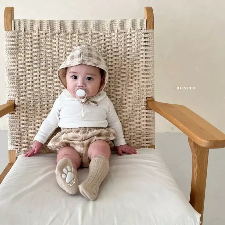 Bonito - Korean Baby Fashion - #babywear - Check Bloomer Bonnet Set - 10