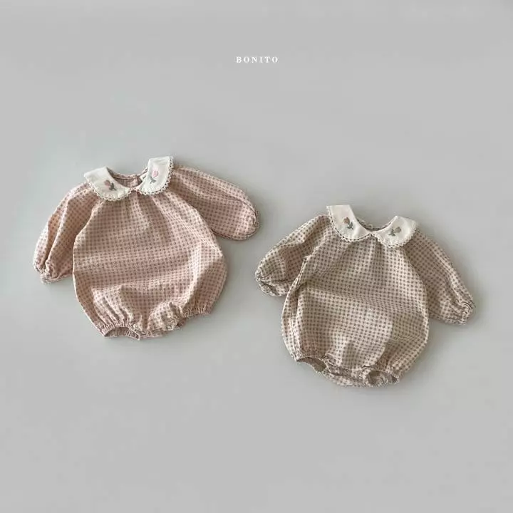 Bonito - Korean Baby Fashion - #onlinebabyshop - Heart Tulip Embroidery Bodysuit - 2