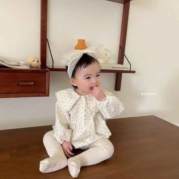 Bonito - Korean Children Fashion - #kidsshorts - Bebe Flower Collar Bodysuiit - 11