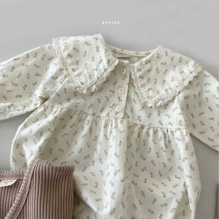 Bonito - Korean Children Fashion - #prettylittlegirls - Bebe Flower Collar Bodysuiit - 2