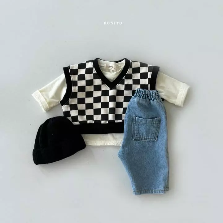 Bonito - Korean Children Fashion - #todddlerfashion - Kid Checker Borad Vest