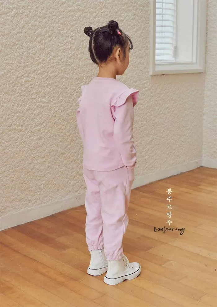 Bonjour Ange - Korean Children Fashion - #littlefashionista - Barnie Barnie Top Bottom Set - 2