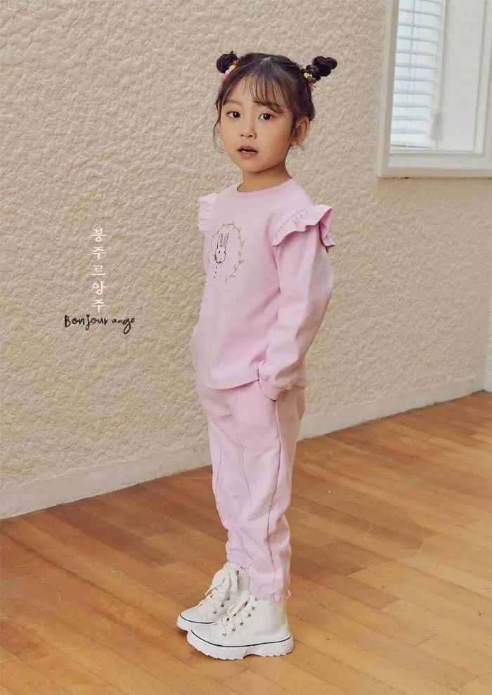 Bonjour Ange - Korean Children Fashion - #magicofchildhood - Barnie Barnie Top Bottom Set - 3