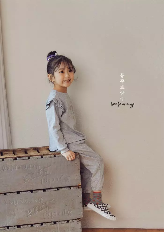 Bonjour Ange - Korean Children Fashion - #toddlerclothing - Barnie Barnie Top Bottom Set - 7