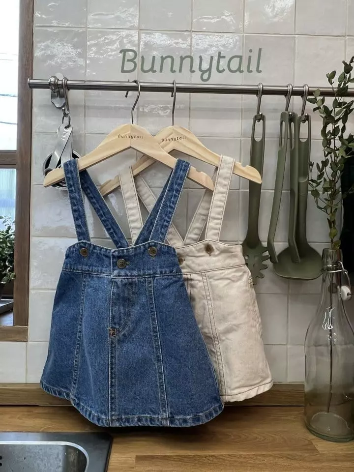 Bunnytail - Korean Children Fashion - #designkidswear - Denim Dungarees Skirt - 4