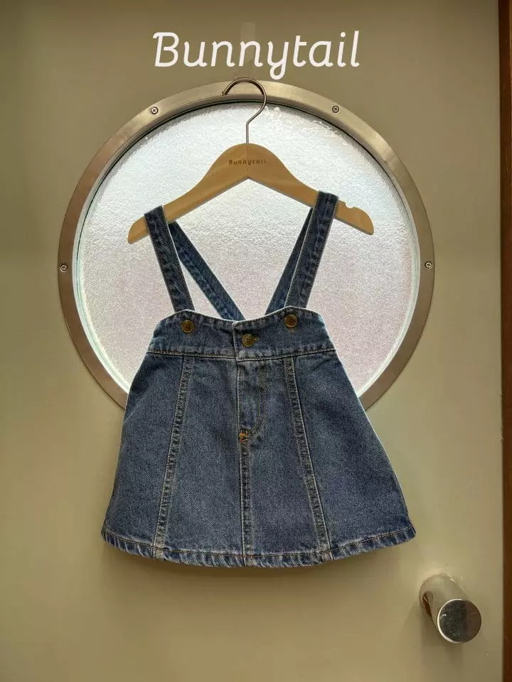 Bunnytail - Korean Children Fashion - #fashionkids - Denim Dungarees Skirt - 5