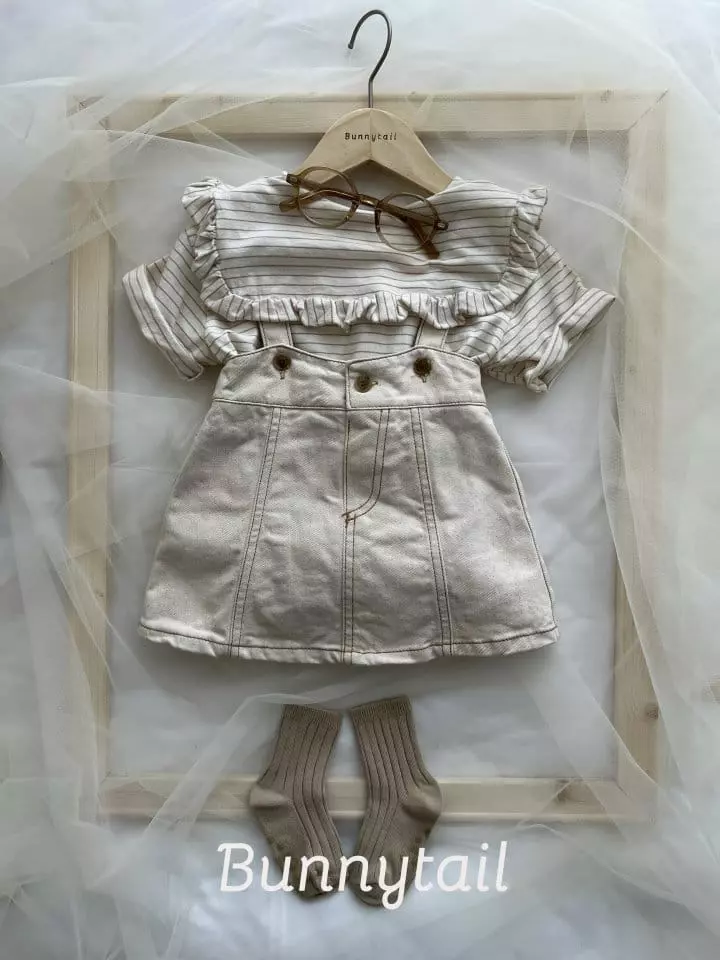 Bunnytail - Korean Children Fashion - #littlefashionista - Denim Dungarees Skirt - 10