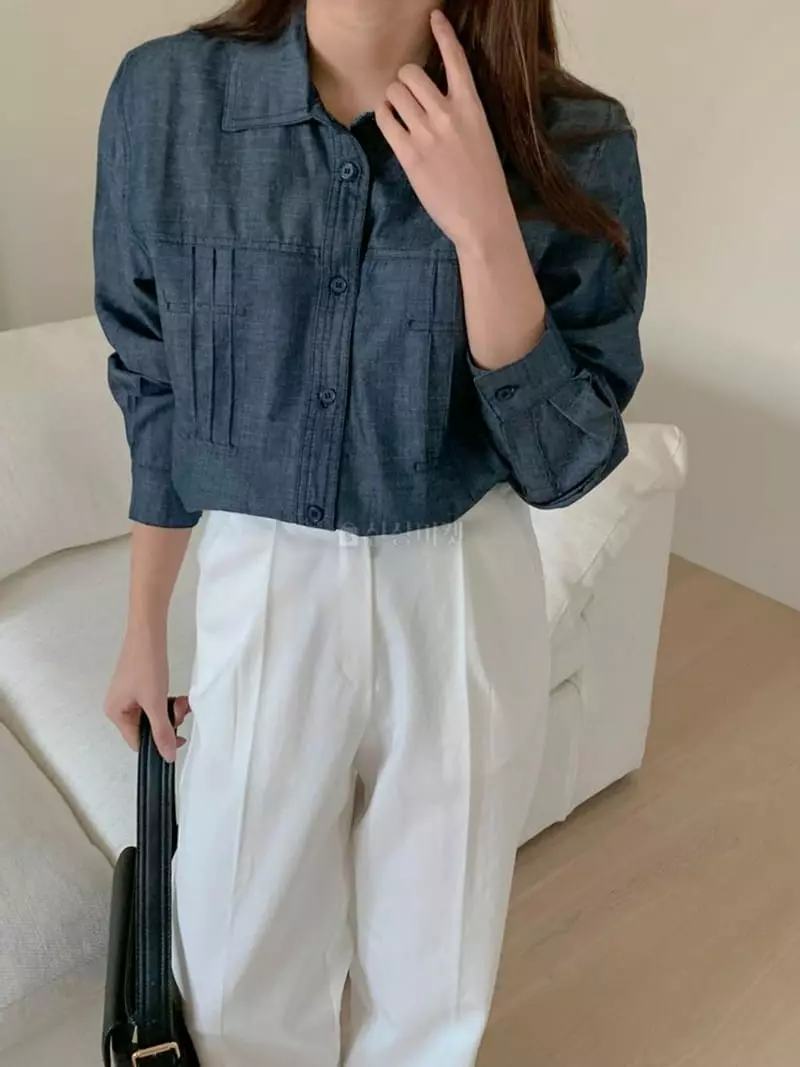 By Andrin - Korean Women Fashion - #womensfashion - Denim Shirt - 2
