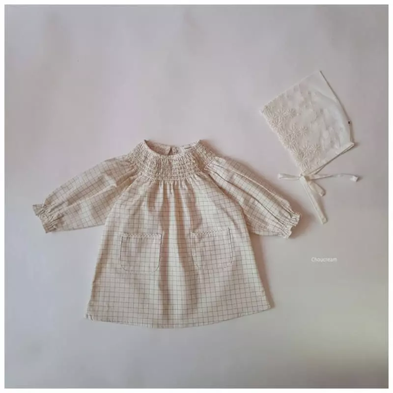 Choucream - Korean Baby Fashion - #babyoutfit - Flower Embroidery Apron One-piece