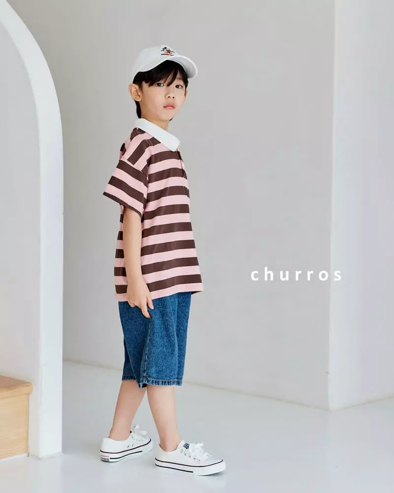 Churros - Korean Children Fashion - #littlefashionista - Stripes Collar Tee - 6