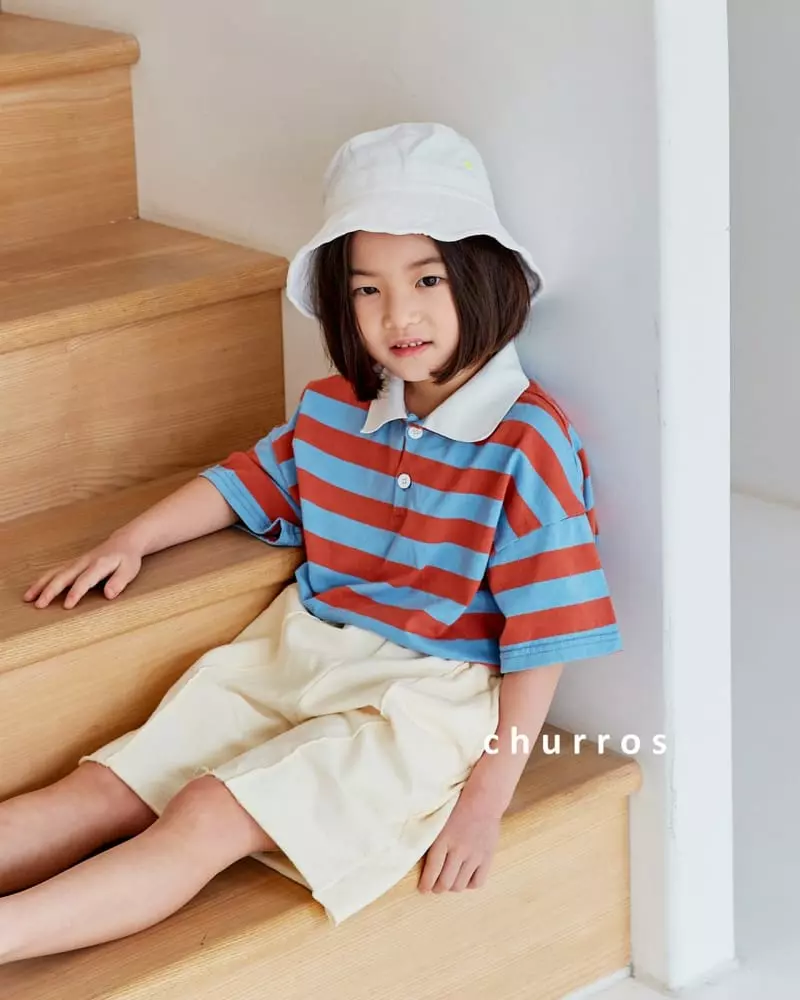 Churros - Korean Children Fashion - #stylishchildhood - Stripes Collar Tee - 12