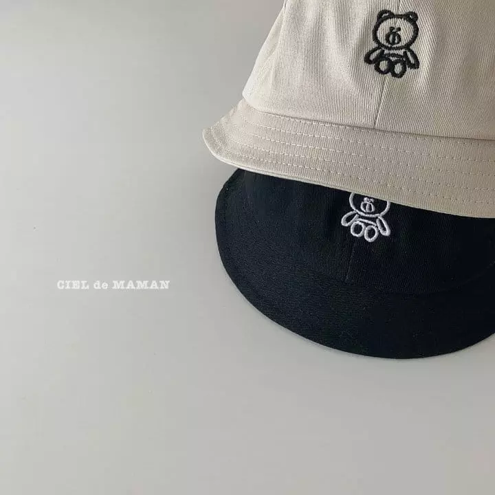 Ciel De Maman - Korean Children Fashion - #kidsstore - Bear Emboridery Bucket Hat (50cm) - 3