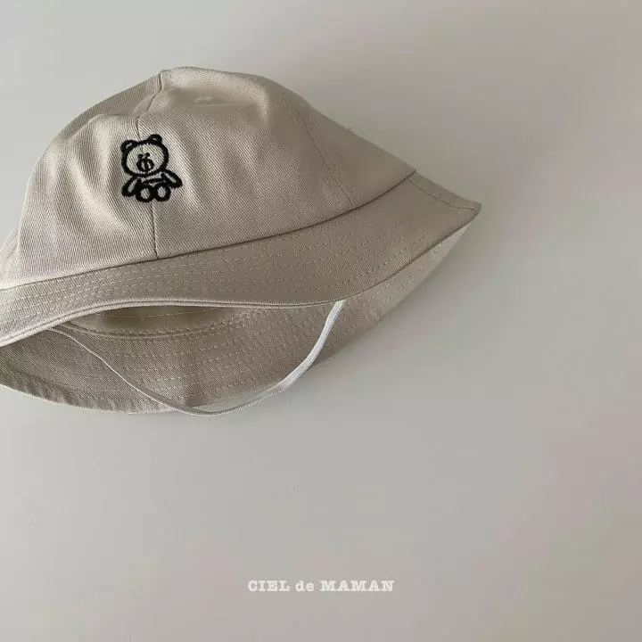 Ciel De Maman - Korean Children Fashion - #kidsstore - Bear Emboridery Bucket Hat (50cm) - 4